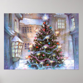 Póster Vintage da Árvore de Natal