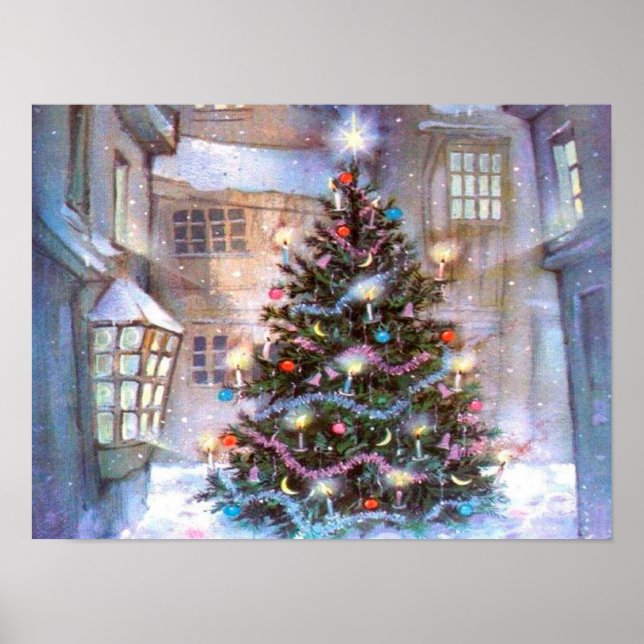 Póster Vintage da Árvore de Natal (Frente)