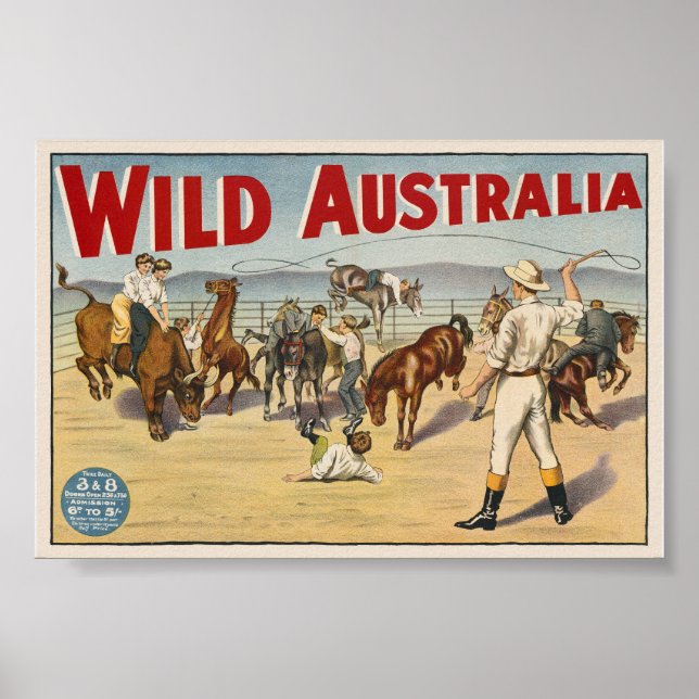 Poster vintage da Austrália Selvagem 1910 (Frente)