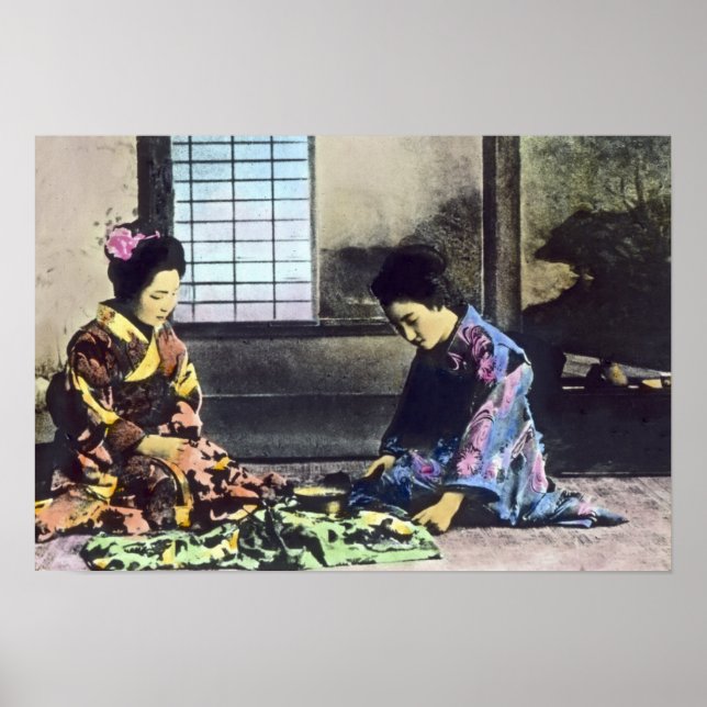 Poster Vintage da Bela Geisha Japonesa (Frente)