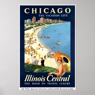 Poster vintage da cidade das férias de Chicago
