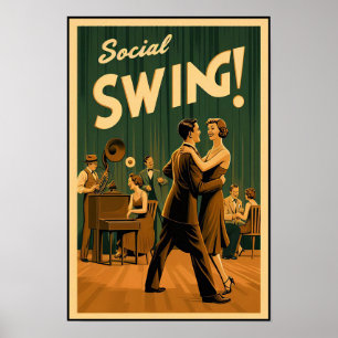 poster vintage da dança social Swing 1920