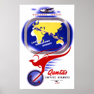 Poster vintage da Empire Airways do Qantas Restaur