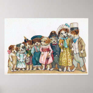 Poster "Vintage da família de cão"