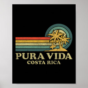 Poster Vintage da família Pura Vida Beach Costa Rica