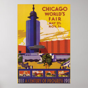 Poster vintage da Feira Mundial de Chicago de 1933