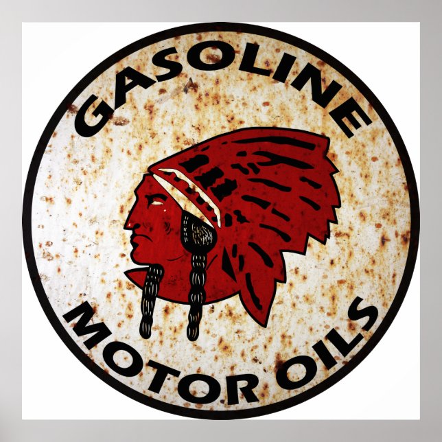 Poster Vintage da Gasolina Vermelha Indiana, cartazes enf (Frente)