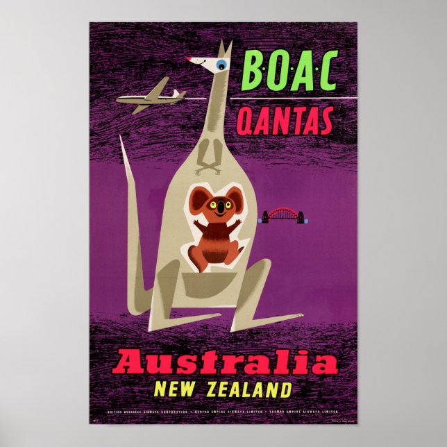 Poster vintage da Nova Zelândia na Austrália Resta (Frente)