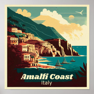 Poster Vintage da Praça da Costa Amalfi