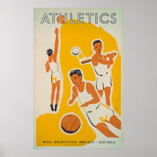 Poster vintage da recreação do atletismo