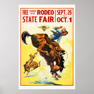 Poster vintage da Rodeo State Fair USA restaurado