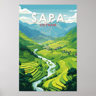 Poster Vintage da Viagem de Arte do Vietnã Sapa