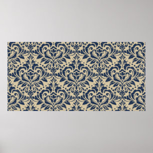 Poster Vintage damask de plano de fundo sem falhas. Grung