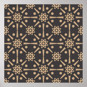 Poster Vintage damask - tela de fundo do padrão retrô sem
