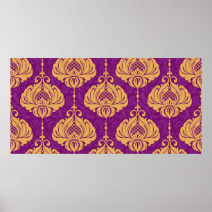 Poster Vintage damaskar ornamental sem descontinuidades