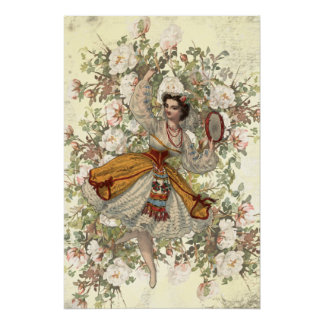 Póster Vintage Dancing Gypsy Floral Mix and Match Poster