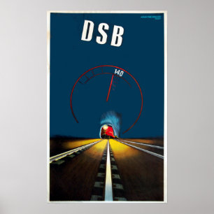Poster Vintage Danish Train Viagem