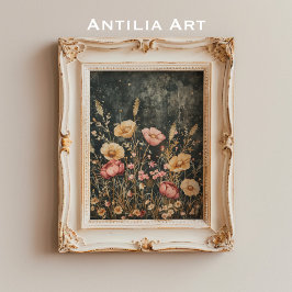 Poster Vintage Dark Flower Moody Floral