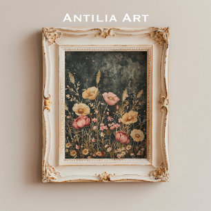 Poster Vintage Dark Flower Moody Floral