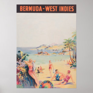 Poster vintage das Índias Ocidentais Bermudas