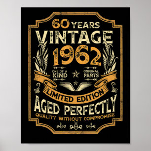 Poster Vintage de 60 anos 1962 60º aniversário