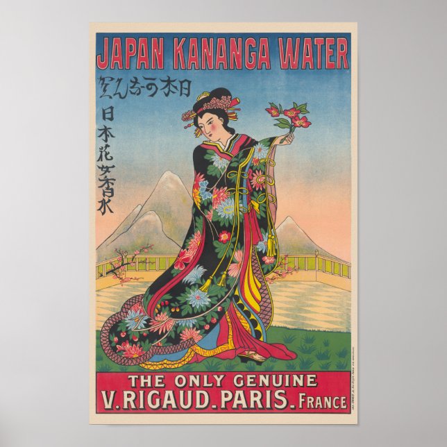 Poster vintage de água Kananga do Japão 1906 (Frente)
