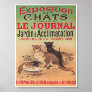 Poster vintage de anúncio de exposição de gatos