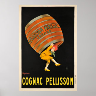 Poster vintage de Barrel de Bebidas Cognac Pelliss