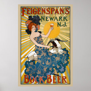 Poster vintage de Cerveja Bock de Feigenspan da dé