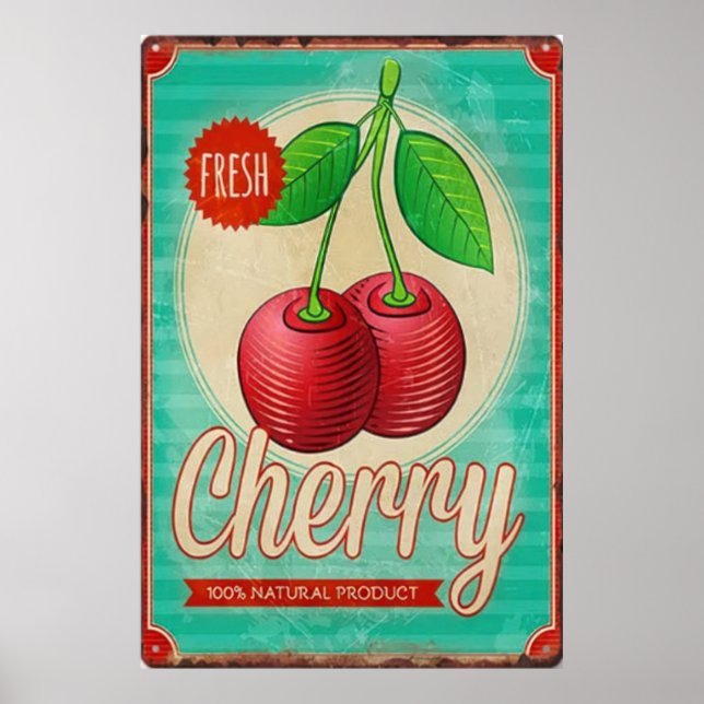 poster vintage de Cherry de fruta (Frente)