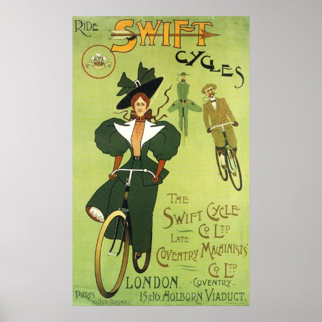 Poster vintage de Ciclos Ride Swift (Frente)