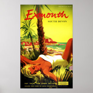 Poster vintage de Devon Sul Exmouth, Austrália