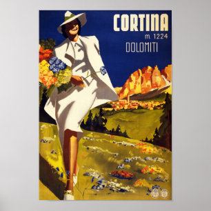 Poster vintage de Dolomiti Italia da cortina