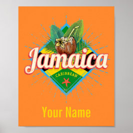 Poster Vintage de férias de bandeira do caribe Jamaica