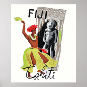 Poster vintage de Fiji Tahiti