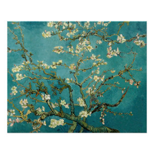 Póster Vintage de florescência Van Gogh floral da árvor