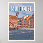 Poster Vintage de fotos mulhouse<br><div class="desc">Mulhouse est une commune française située dans la coletivité européenne d'Alsace. Elle est la première commune du Haut-Rhin en nombre d'habitants,  la deuxième d'Alsace (après Estrasburgo) et la quatrième agglomération du Grand Est.</div>