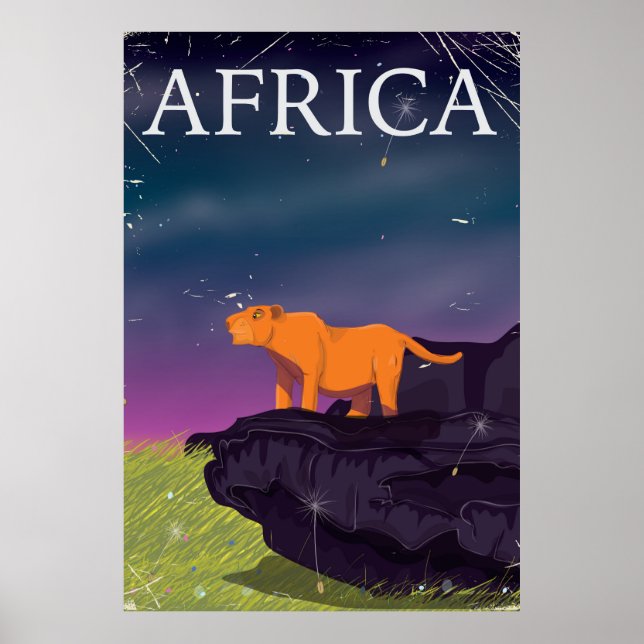 Poster vintage de Gato Grande Africano (Frente)