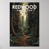 Vintage de Ilustração do Parque Nacional Redwood