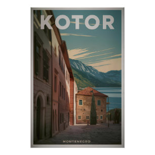Póster Vintage de Kotor Montenegro