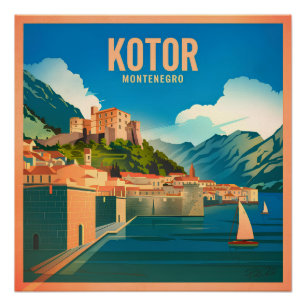 Póster Vintage de Kotor Montenegro