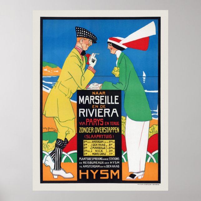 Poster vintage de Marselha neerlandês de 1913 (Frente)