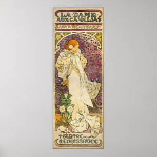 Poster vintage de Mucha: Dama Camélias auxiliar d
