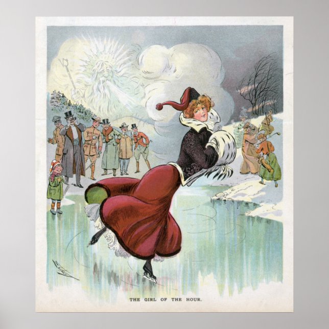 Poster vintage de Mulher Ice Skating (Frente)