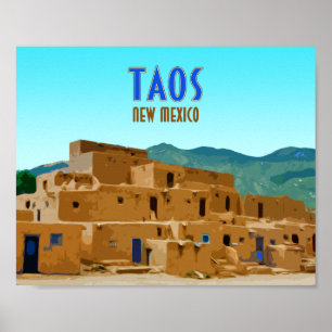 Poster Vintage de New mexico dos povoados indígenos de