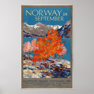 Poster vintage de Noruega em setembro restaurado