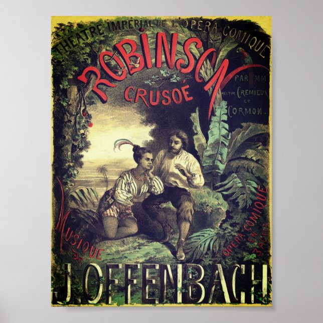 Poster vintage de ópera Robinson Crusoé (Frente)