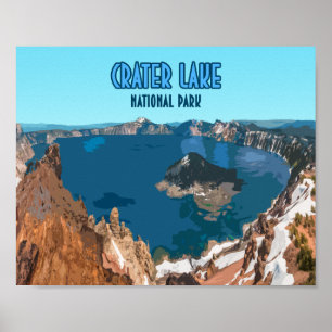 Poster Vintage de Oregon do parque nacional do lago