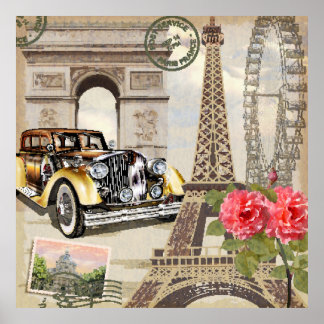 Poster vintage de Paris. vintage, poster, paris, v