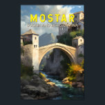 Poster Vintage de pintura a óleo de Mostar Stari Most Via<br><div class="desc">Mostar viagem design num estilo de arte renascentista. É conhecida pela icônica Stari Most (Old Bridge),  uma ponte medieval arquitetada reconstruída.</div>